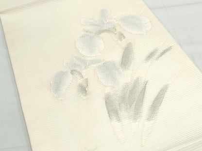 平和屋着物＊夏物 九寸開き名古屋帯 草花文 銀糸 正絹 逸品 未使用 CAAX4847th