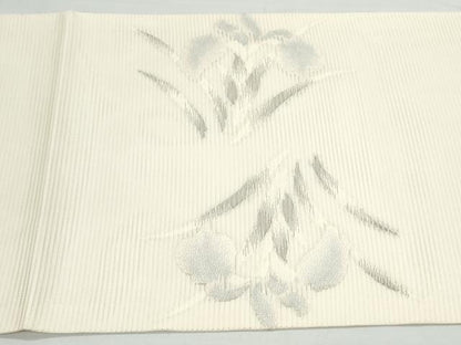 平和屋着物＊夏物 九寸開き名古屋帯 草花文 銀糸 正絹 逸品 未使用 CAAX4847th