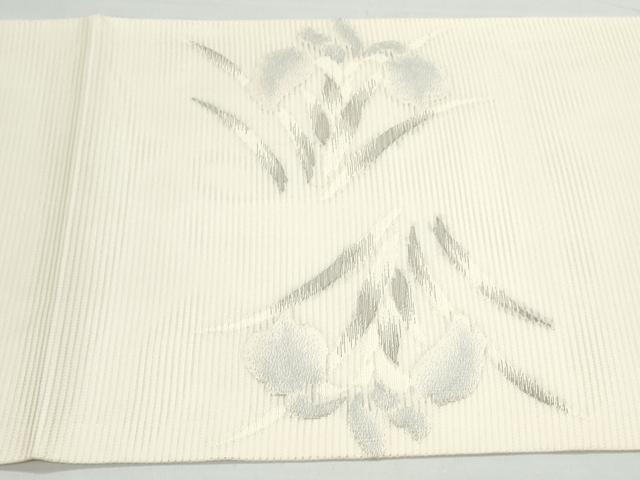 平和屋着物＊夏物 九寸開き名古屋帯 草花文 銀糸 正絹 逸品 未使用 CAAX4847th