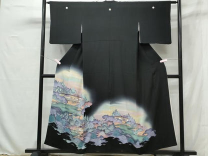 平和屋着物■豪華黒留袖　風景文　暈し染め　金彩　正絹　逸品　CAAX4957th