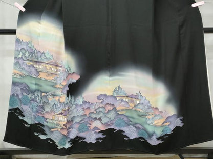 平和屋着物■豪華黒留袖　風景文　暈し染め　金彩　正絹　逸品　CAAX4957th