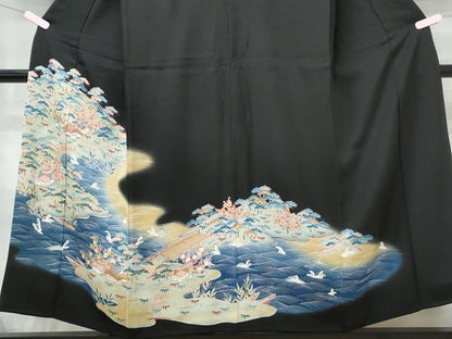 平和屋着物■豪華黒留袖　風景文　暈し染め　金彩　正絹　逸品　CAAX4981th