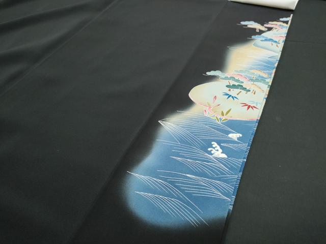 平和屋着物■豪華黒留袖　風景文　暈し染め　金彩　正絹　逸品　CAAX4981th