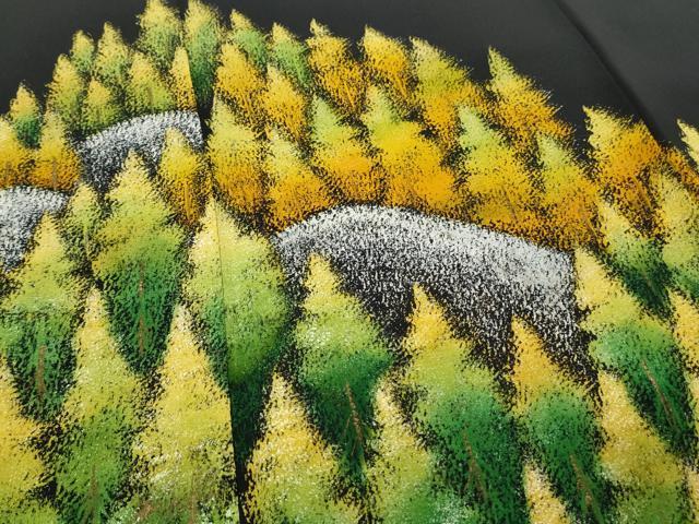 平和屋着物■豪華黒留袖　手描　遠山樹林文　金彩　正絹　逸品　CAAX4995th