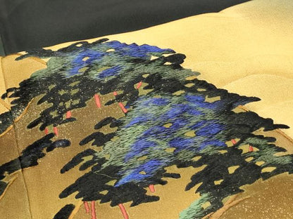 平和屋着物■豪華黒留袖　刺繍　遠山風景文　暈し染め　金彩　正絹　逸品　CAAX5049th