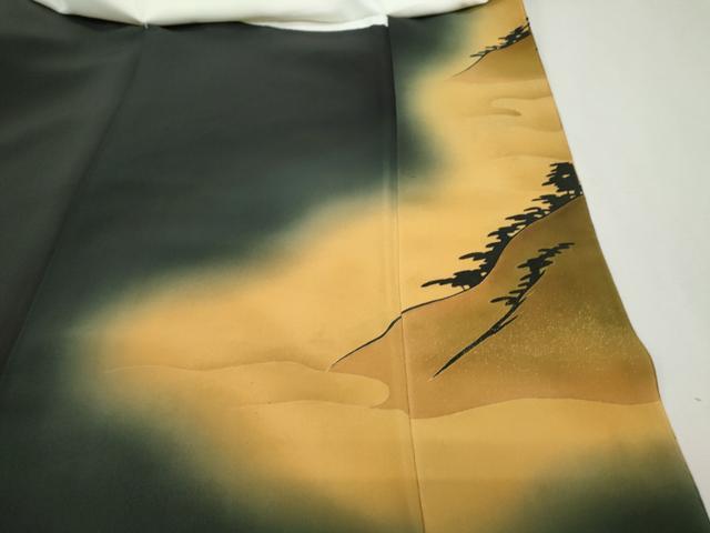 平和屋着物■豪華黒留袖　刺繍　遠山風景文　暈し染め　金彩　正絹　逸品　CAAX5049th