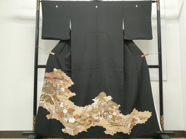平和屋着物■豪華黒留袖　風景文　金彩　正絹　逸品　CAAX5110th