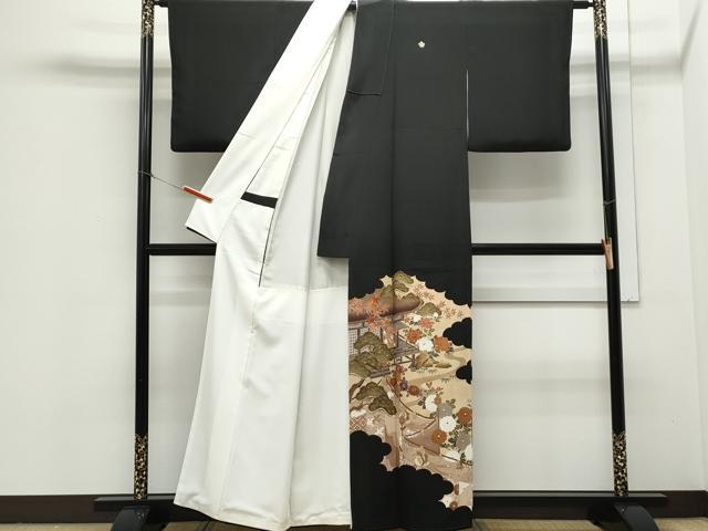 平和屋着物■豪華黒留袖　風景文　金彩　正絹　逸品　CAAX5110th
