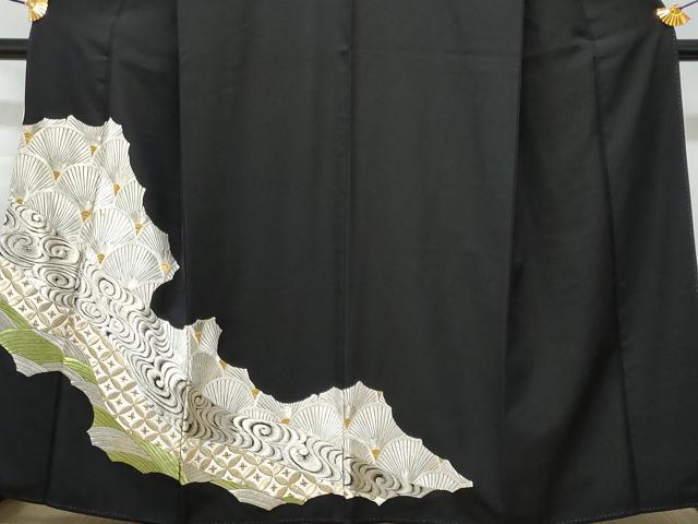 平和屋着物■豪華黒留袖　松青海波　金銀糸　正絹　逸品　CAAX5308fb