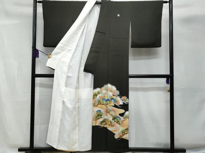 平和屋着物■豪華黒留袖　刺繍　片輪車枝松文　暈し染め　金銀彩　正絹　逸品　CAAX5490fb