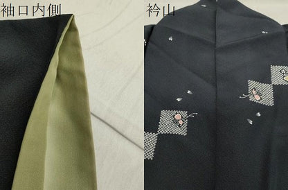 平和屋着物●上質な小紋 瓢箪 舞桜文 黒地 正絹 逸品 CAAX5609gh