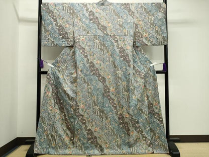 平和屋着物●上質な小紋 総絞り 草花文 金彩 正絹 逸品 CAAX5610gh