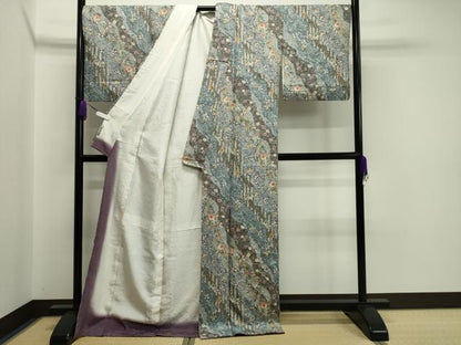 平和屋着物●上質な小紋 総絞り 草花文 金彩 正絹 逸品 CAAX5610gh