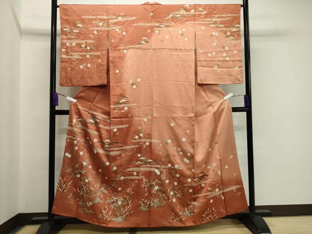 平和屋着物●訪問着 駒刺繍 雲重ね草花文 暈し染め 金彩 正絹 逸品 CAAX5625gh