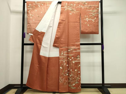 平和屋着物●訪問着 駒刺繍 雲重ね草花文 暈し染め 金彩 正絹 逸品 CAAX5625gh