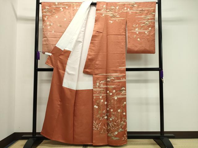 平和屋着物●訪問着 駒刺繍 雲重ね草花文 暈し染め 金彩 正絹 逸品 CAAX5625gh