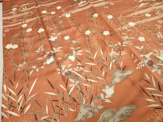 平和屋着物●訪問着 駒刺繍 雲重ね草花文 暈し染め 金彩 正絹 逸品 CAAX5625gh