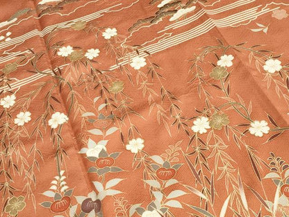 平和屋着物●訪問着 駒刺繍 雲重ね草花文 暈し染め 金彩 正絹 逸品 CAAX5625gh