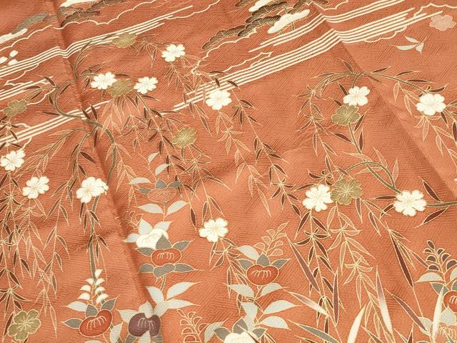 平和屋着物●訪問着 駒刺繍 雲重ね草花文 暈し染め 金彩 正絹 逸品 CAAX5625gh
