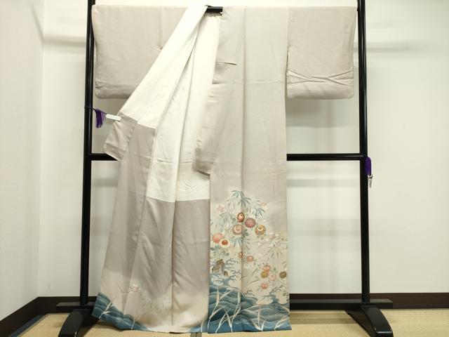 平和屋着物●豪華色留袖　駒刺繍　立波梅笹花文　暈し染め　金彩　正絹　逸品　CAAX5626gh