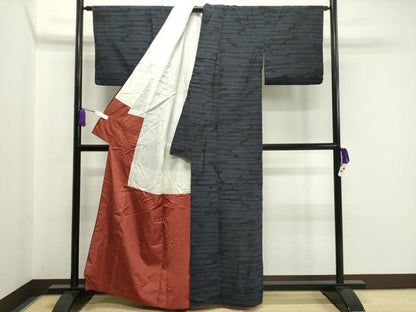 平和屋着物●結城紬 80亀甲 エ霞文 正絹 逸品 CAAX5629gh