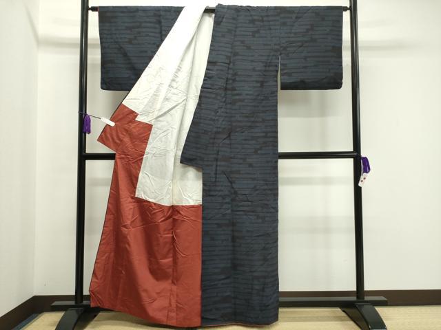 平和屋着物●結城紬 80亀甲 エ霞文 正絹 逸品 CAAX5629gh