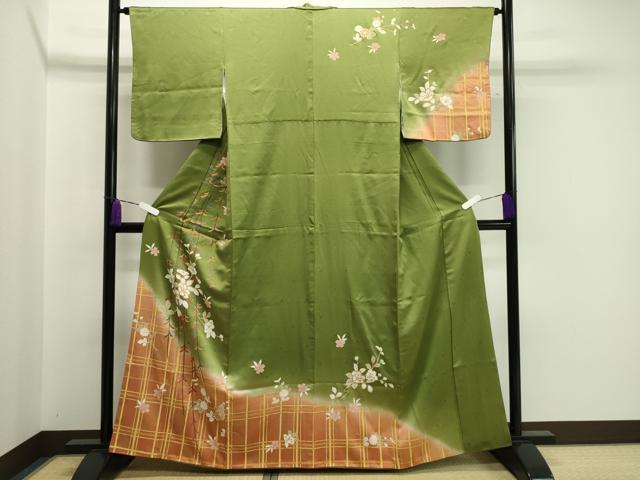 平和屋着物●訪問着 枝花文 暈し染め 金彩 正絹 逸品 CAAX5632gh