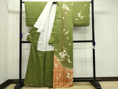 平和屋着物●訪問着 枝花文 暈し染め 金彩 正絹 逸品 CAAX5632gh