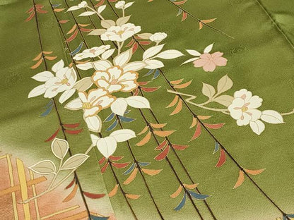 平和屋着物●訪問着 枝花文 暈し染め 金彩 正絹 逸品 CAAX5632gh