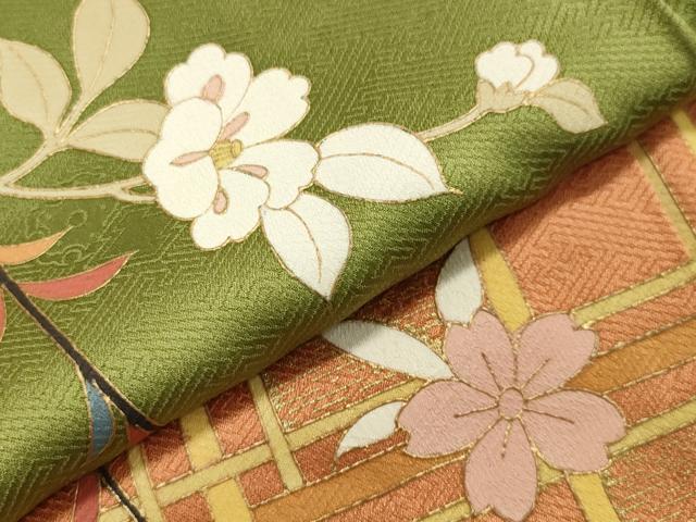 平和屋着物●訪問着 枝花文 暈し染め 金彩 正絹 逸品 CAAX5632gh