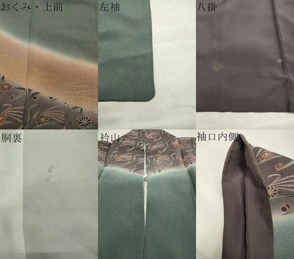 平和屋着物●訪問着 草花文 暈し染め 金彩 鬼しぼ縮緬 正絹 逸品 CAAX5634gh