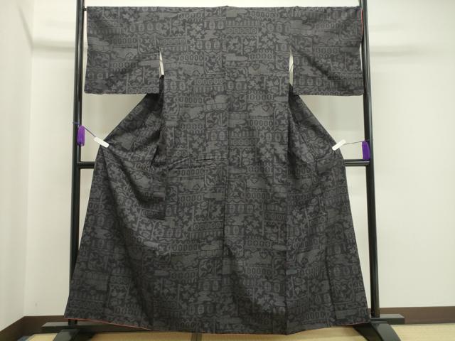 平和屋着物●結城紬　80亀甲　吉祥文　正絹　逸品　CAAX5635gh