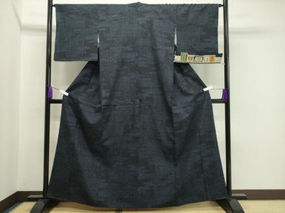 平和屋着物●結城紬 100亀甲 エ霞風景文 証紙付き 正絹 逸品 未使用 CAAX5638gh