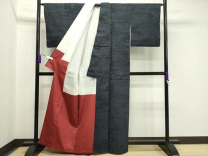 平和屋着物●結城紬 100亀甲 エ霞風景文 証紙付き 正絹 逸品 未使用 CAAX5638gh