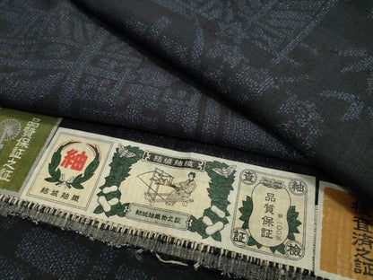 平和屋着物●結城紬 100亀甲 エ霞風景文 証紙付き 正絹 逸品 未使用 CAAX5638gh