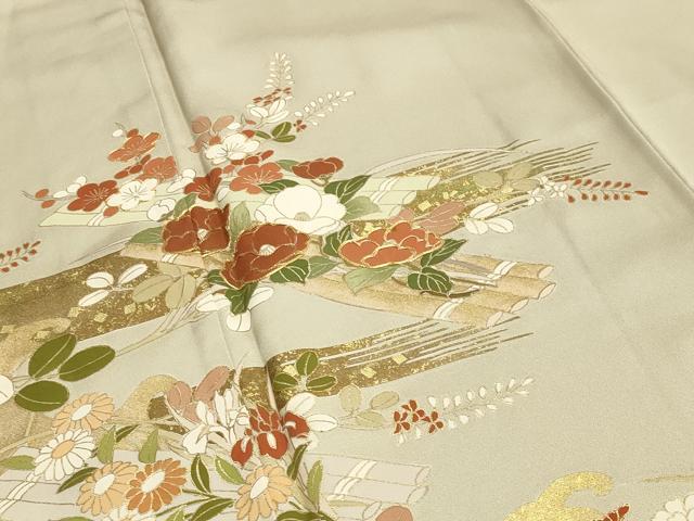平和屋着物●豪華色留袖　作家物　駒刺繍　花筏　金彩　正絹　逸品　未使用　CAAX5639gh