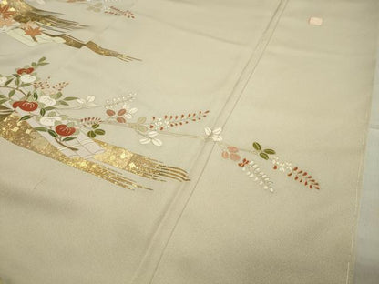 平和屋着物●豪華色留袖　作家物　駒刺繍　花筏　金彩　正絹　逸品　未使用　CAAX5639gh