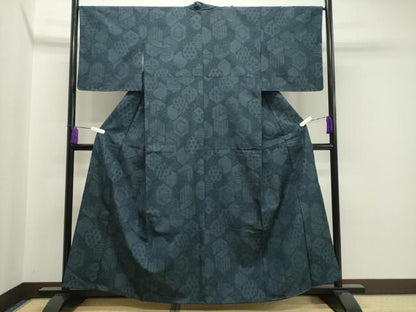 平和屋着物●上質な紬　80亀甲　亀甲吉祥文　正絹　逸品　未使用　CAAX5643gh
