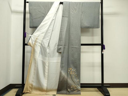 平和屋着物●訪問着 刺繍 竜田川松文 暈し染め 金彩 正絹 逸品 CAAX5661gh