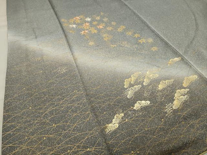 平和屋着物●訪問着 刺繍 竜田川松文 暈し染め 金彩 正絹 逸品 CAAX5661gh