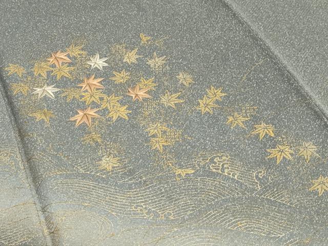 平和屋着物●訪問着 刺繍 竜田川松文 暈し染め 金彩 正絹 逸品 CAAX5661gh