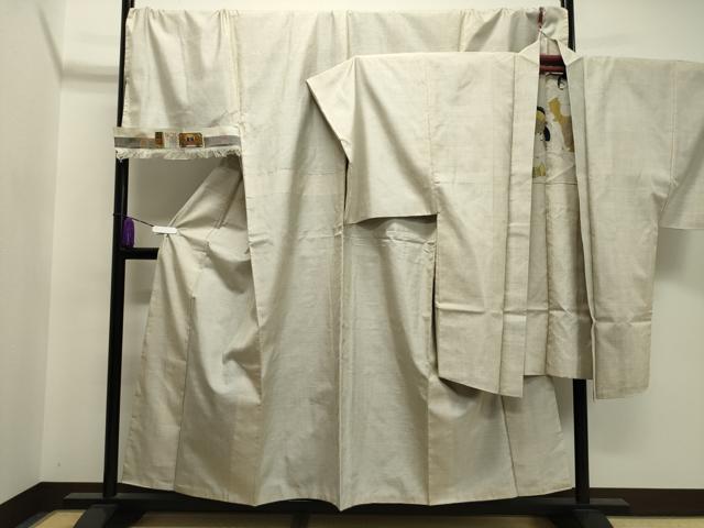 平和屋着物●男性　本場大島紬　アンサンブル　白大島　100亀甲　総詰め　キングサイズ　証紙付き　正絹　逸品　CAAX5676gh