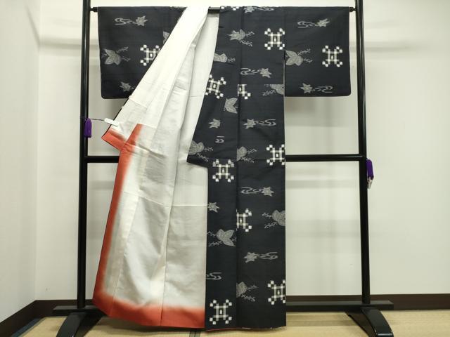 平和屋着物●上質な紬 切嵌楓吉祥文 正絹 逸品 CAAX5684gh