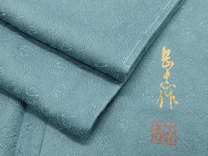 平和屋着物●上質な色無地　作家物　吉祥丸地紋　浅縹色　正絹　逸品　未使用　CAAX5689gh