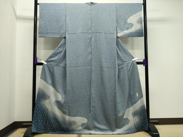 平和屋着物●訪問着 作家物 ふくれ織 流水文 金彩 正絹 逸品 CAAX5699gh