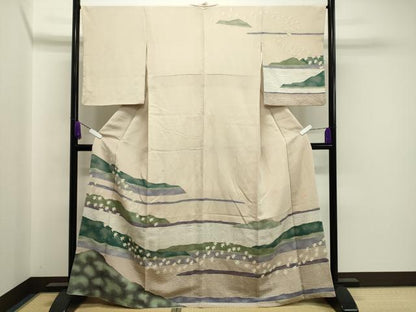 平和屋着物●訪問着 作家物 飛鳥文 鬼しぼ縮緬 正絹 逸品 CAAX5700gh