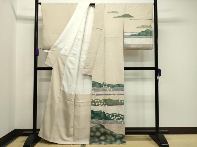 平和屋着物●訪問着 作家物 飛鳥文 鬼しぼ縮緬 正絹 逸品 CAAX5700gh