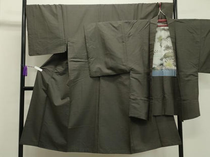 平和屋着物●男性　紬　アンサンブル　120亀甲　正絹　逸品　未使用　CAAX5706gh