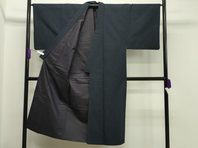 平和屋着物●男性 髭紬 アンサンブル 藍鉄色 正絹 逸品 CAAX5707gh