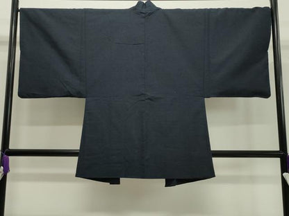平和屋着物●男性 髭紬 アンサンブル 藍鉄色 正絹 逸品 CAAX5707gh